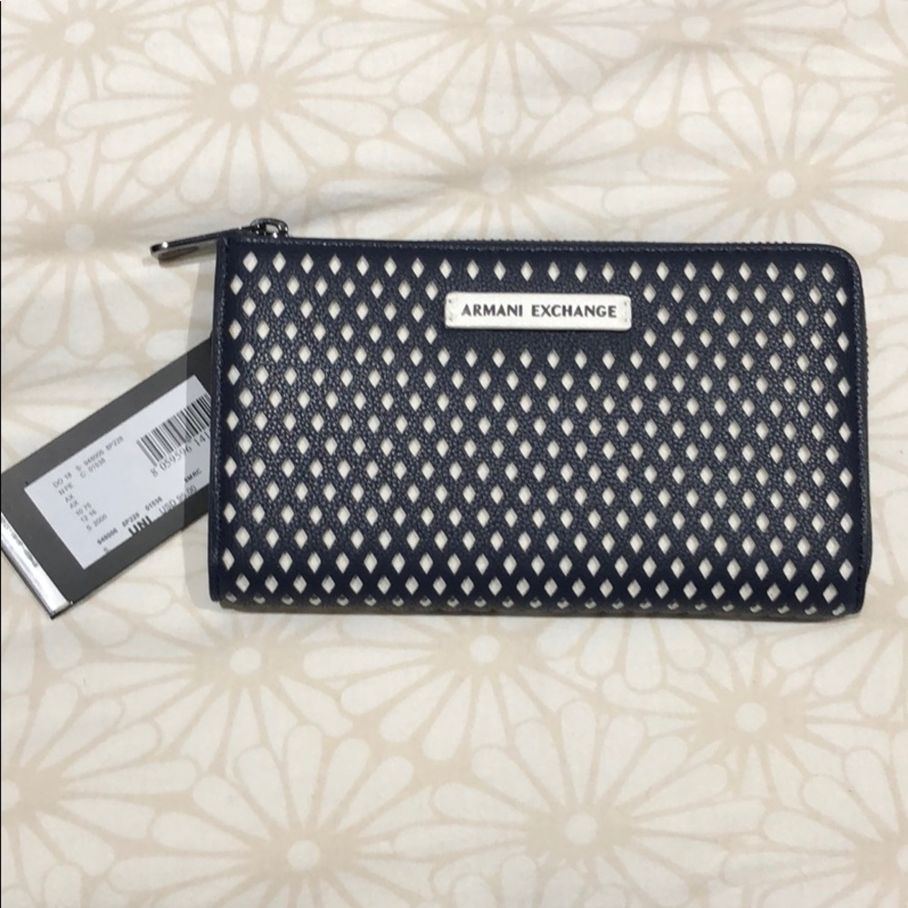 Armani Exchange Blue Zippered Wallet